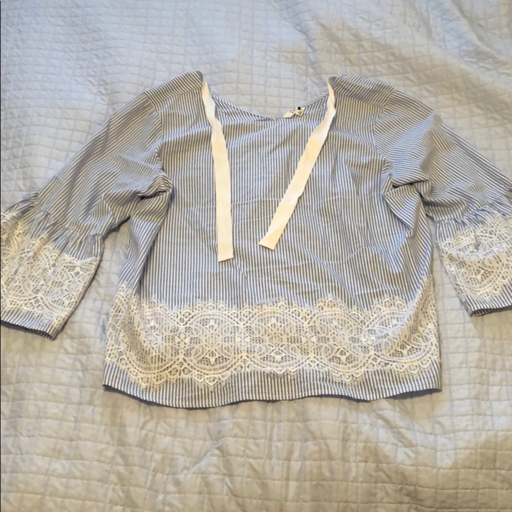 Crown & Ivy blue and white striped shirt